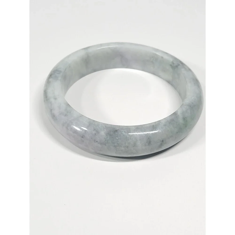 Smoky White Jadeite Bangle 67mm Lavender Veins